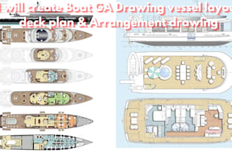 create boat ga drawing  vessel layout deck plan and arrangement drawing