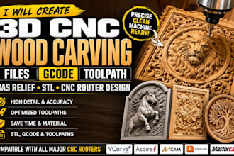 create 3d cnc wood carving files gcode toolpath bas relief stl cnc router design