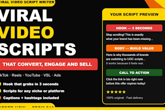 write persuasive video script for ads vsl and sales video