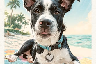 draw a caricature of your dog cat or other pet