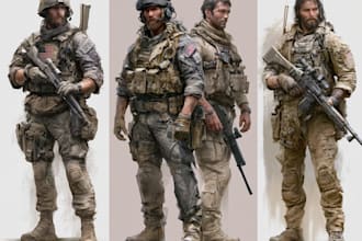 draw military characters or military related illustrations