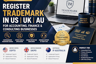 register trademark in US UK au for accounting finance and consulting businesses