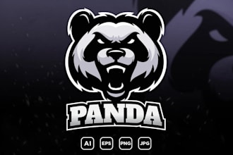 design a unique panda mascot logo for esports teams
