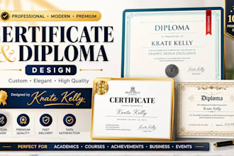 design custom diploma certificate, award, degree, high school certificate design