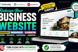 godaddy business website redesign in godaddy wordpress elementor website builder