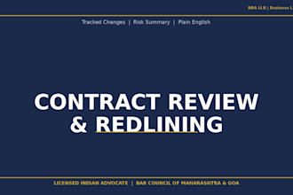 review and redline and fix your business contract as a licensed indian advocate