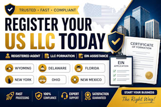 provide registered agent service, llc registration and ein for US business