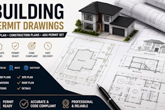 building permit drawings, site plan, construction plans, adu permit set