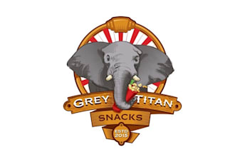 create an old world circus themed logo for grey titan snacks