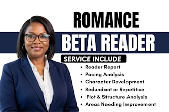 be your romance beta reader, alpha reader, fantasy beta reader, thriller, scifi