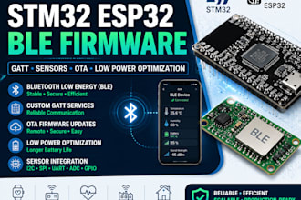 develop stm32 esp32 ble firmware with gatt, sensors, ota low power optimization