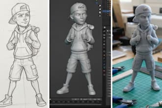 convert 2d to 3d model image skecth to 3d printable stl 3d toy 3d fugure