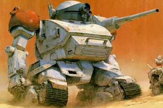 create retro mecha or scifi gundam art
