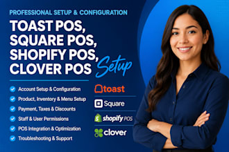 toast pos, square pos, shopify pos, clover pos setup