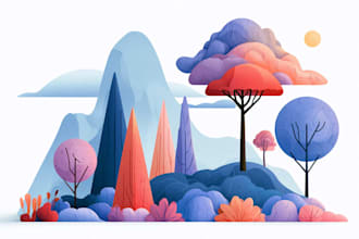 draw a flat vector landscape illustration