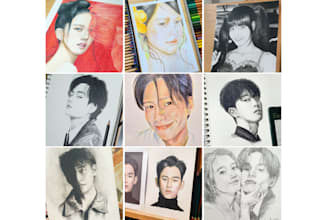 create realistic hand drawn portrait of your idol