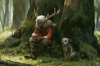 paint a character illustration in a fantasy world