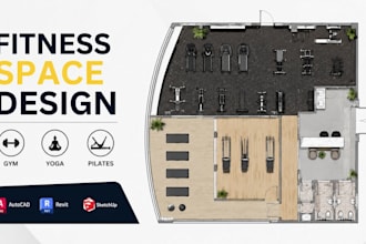 design fitness center, yoga studio, pilates studio floor plan, gym layout