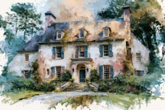 paint watercolor house portrait