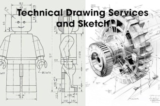 create 2d 3d technical drawing of your product illustration hand sketch