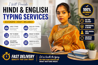 do hindi typing, english typing and document formatting