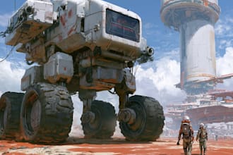design sci fi mecha and robot concept art