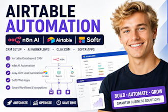 setup airtable automation, n8n ai workflows, CRM and softr apps