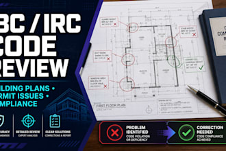 review building plans for ibc irc code compliance and permit issues