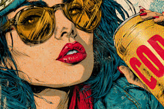 create cool retro comic art design illustration