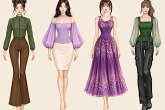 create custom fashion illustrations and dress designs