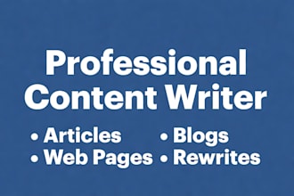 writer for articles, pages, rewrites