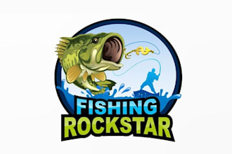 design professional fishing rock star logo