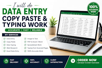do accurate data entry, copy paste and typing work