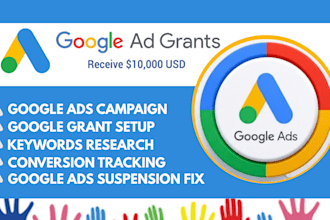 setup optimise and manage google ads grant ppc ads campaign for non profits
