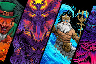 do custom t shirt design with cartoon style for your brand or band merchandise