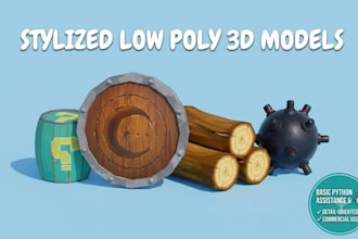 create simple low poly 3d models and props for your game