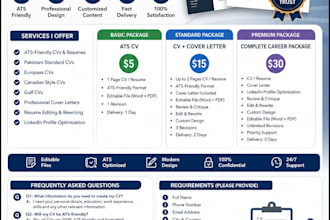 design ats friendly resume, europass, canadian and gulf CV
