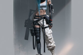 cyberpunk female character desing