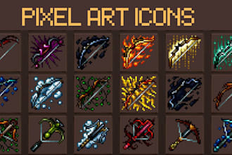 design pixel art icons, UI, hud, gui elements and game assets