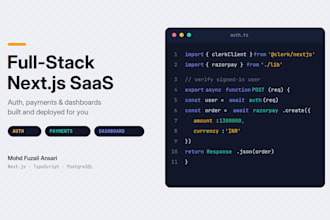build a full stack nextjs saas app with auth and payments
