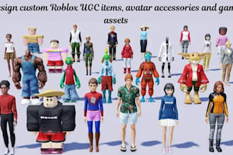 design custom roblox ugc items, avatar accessories, game assets, wearable assest