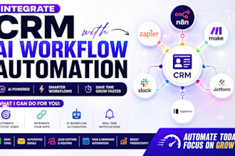 integrate CRM with ai workflow automation n8n slack make zapier jotform typeform