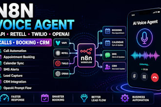 setup n8n voice agent with vapi retell twilio openai for calls booking and CRM