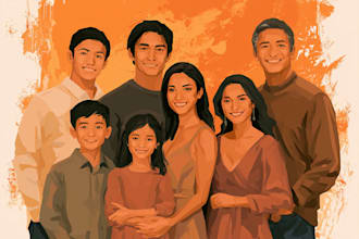 draw your family into cartoon portrait
