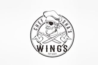 design new restaurant chef wings logo