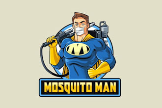 design unique extraordinary mosquito man logo