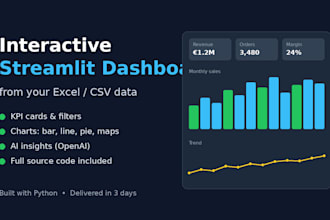 build an interactive streamlit dashboard from your excel or CSV data