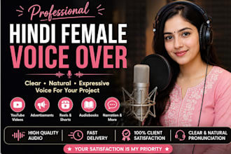 record a professional female hindi voice over