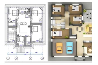draft 2d architectural floor plans, elevations