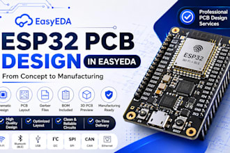 design esp32 pcb in easyeda with schematic, gerber files and bom